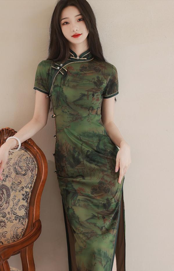 Chinese cheongsam dress. Modern Qipao. Traditional Qipao dress. Mandarin  collar. Tea ceremony dress. Wedding cheongsam. Custom gown. Elegant ball  gown. Stunning gown. Vintage party dress. 1920s Chinese dress. Asian dress.  Femininity. Plus