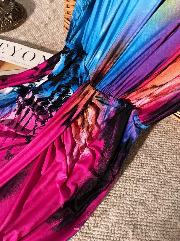 Colorful evening dress. sleeveless dress.Evening gown. Evening wear.Fashion prom dress.
