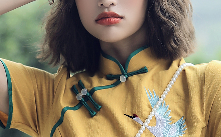 Yellow Mini Cheongsam Party Dress