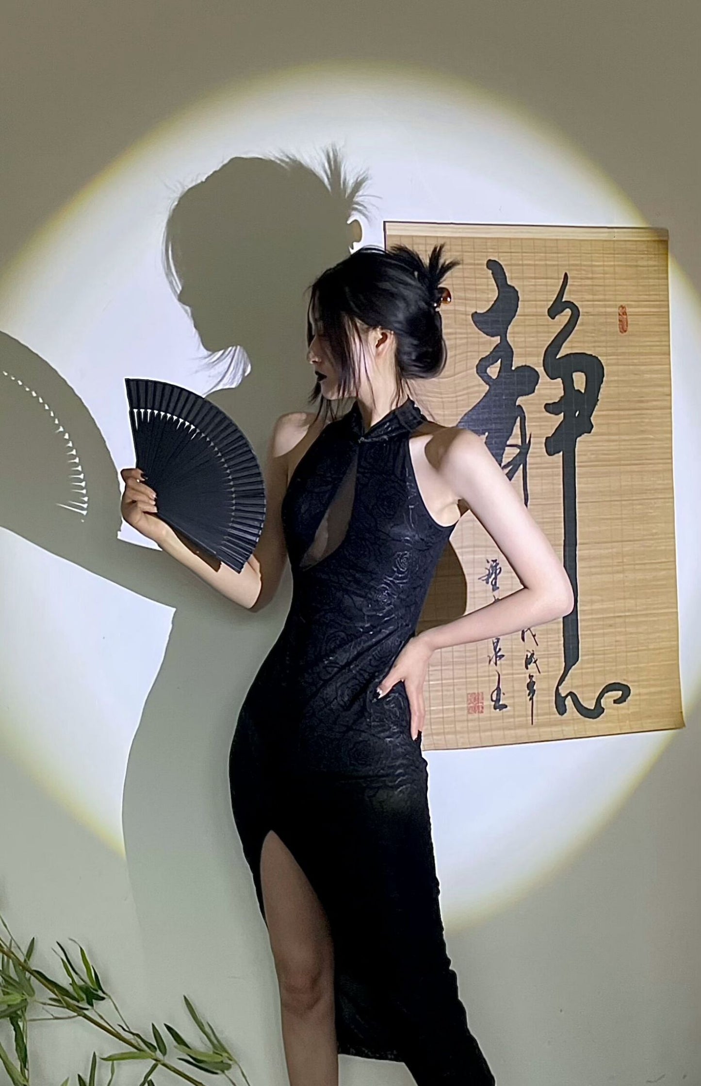 Black lace cheongsam. Modern cheongsam dress for party/tea ceremony. evening dress.
