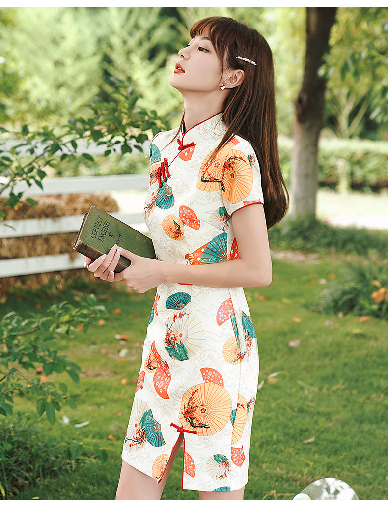 Cute Short Modern Cheongsam - Satin