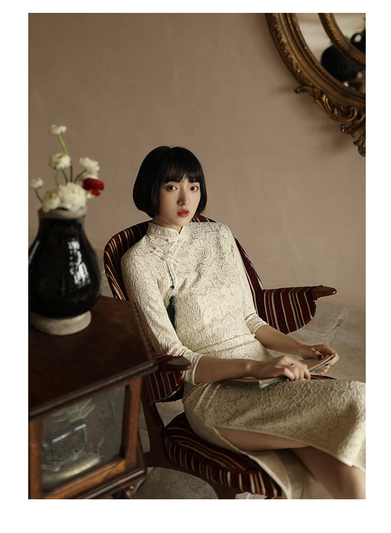 White Chinese Wedding Cheongsam Dress