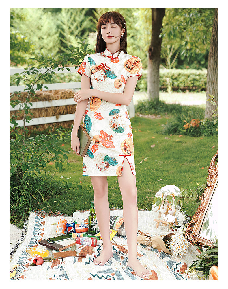 Cute Short Modern Cheongsam - Satin