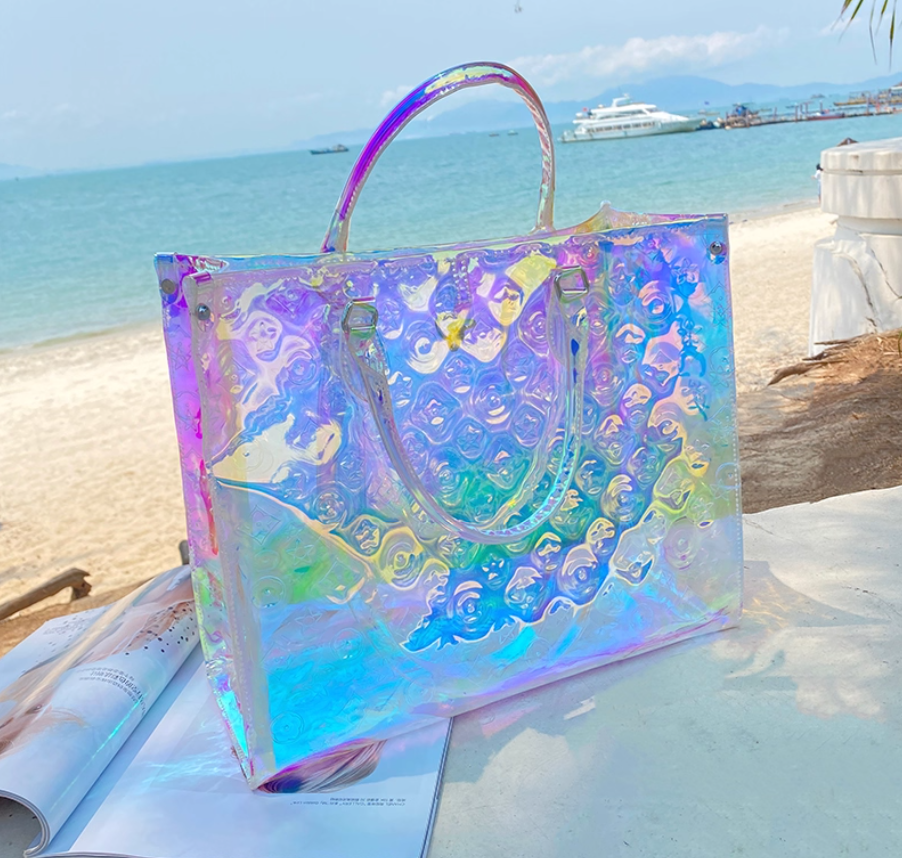 Clear laser tote bag
