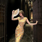 Gold-stamped printed retro cheongsam