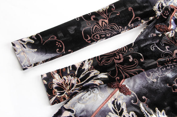 Stretch velvet floral qipao dress