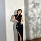Black tight-fitting retro cheongsam