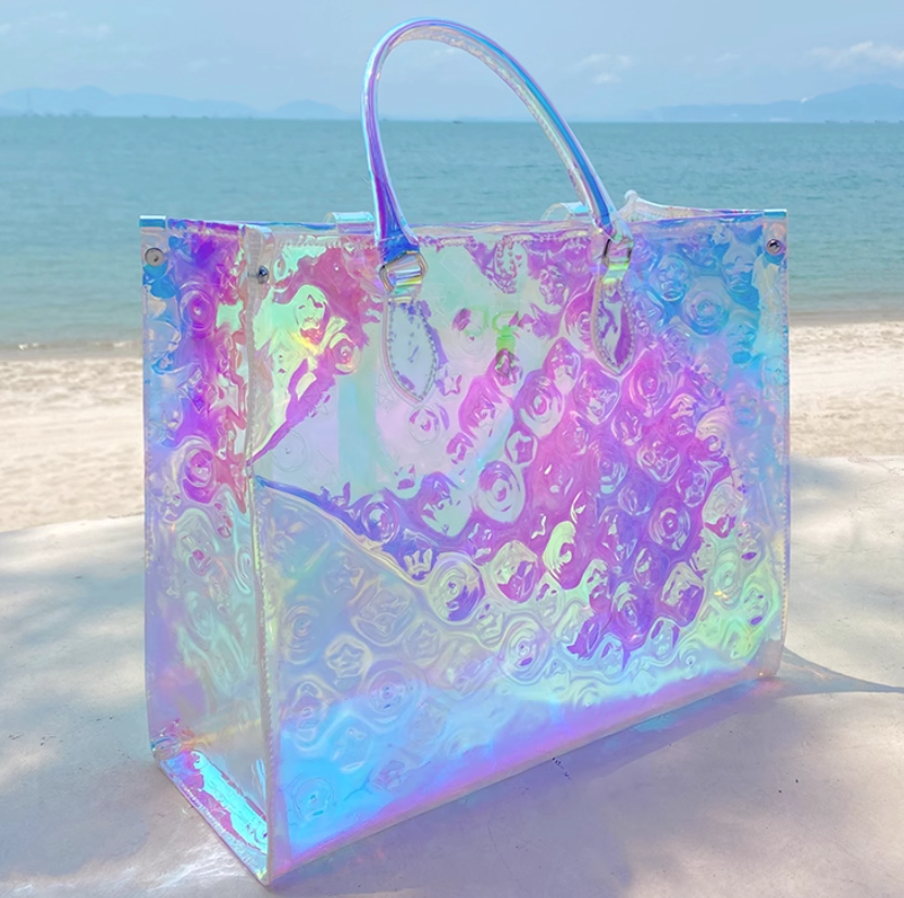 Clear laser tote bag
