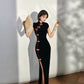 Black tight-fitting retro cheongsam
