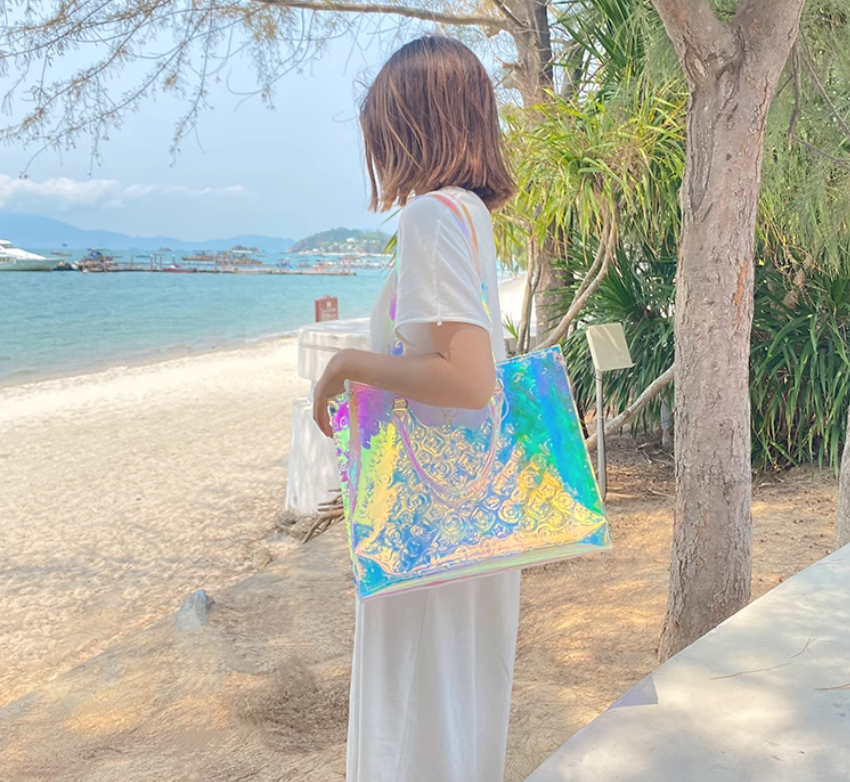 Clear laser tote bag