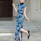 Red sleeveless modern qipao gown
