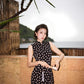 Black Polka-Dot Sleeveless Modern Qipao Gown
