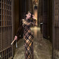 Retro plaid silk cheongsam