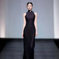 Brown sleeveless modern qipao