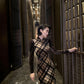 Retro plaid silk cheongsam