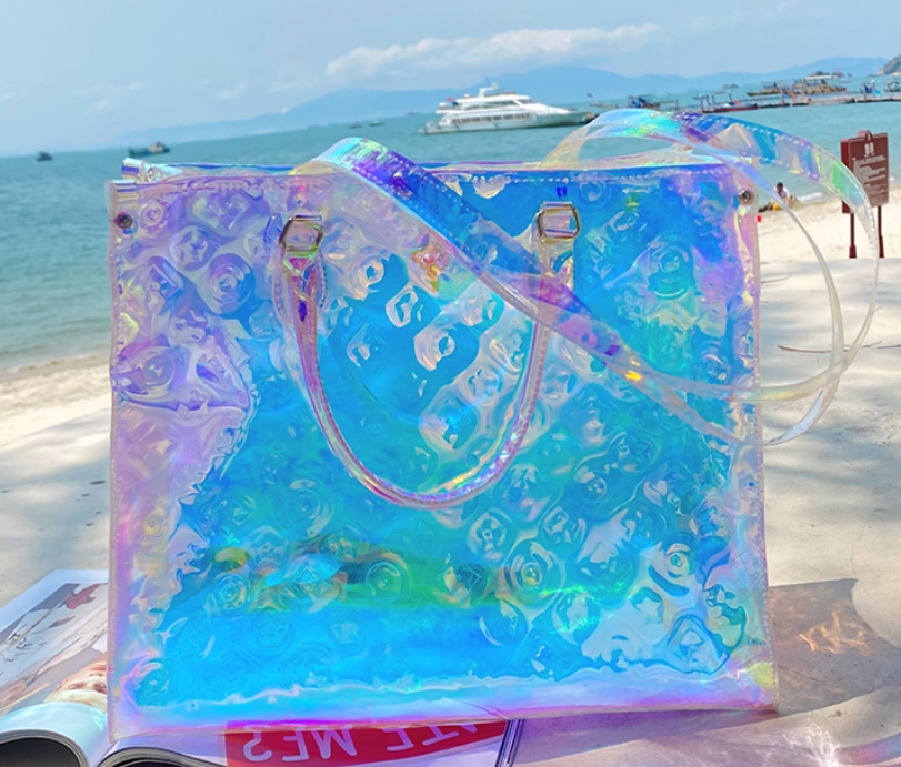 Clear laser tote bag