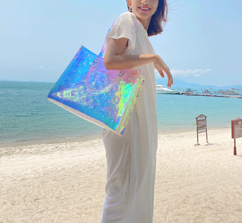 Clear laser tote bag