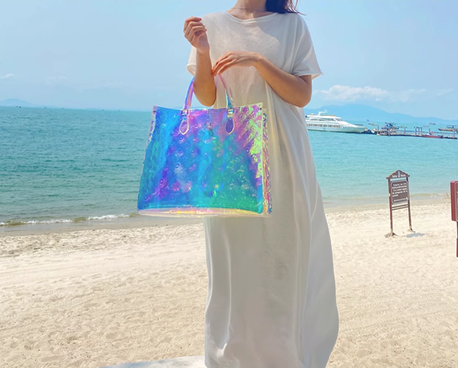 Clear laser tote bag