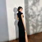 Black tight-fitting retro cheongsam