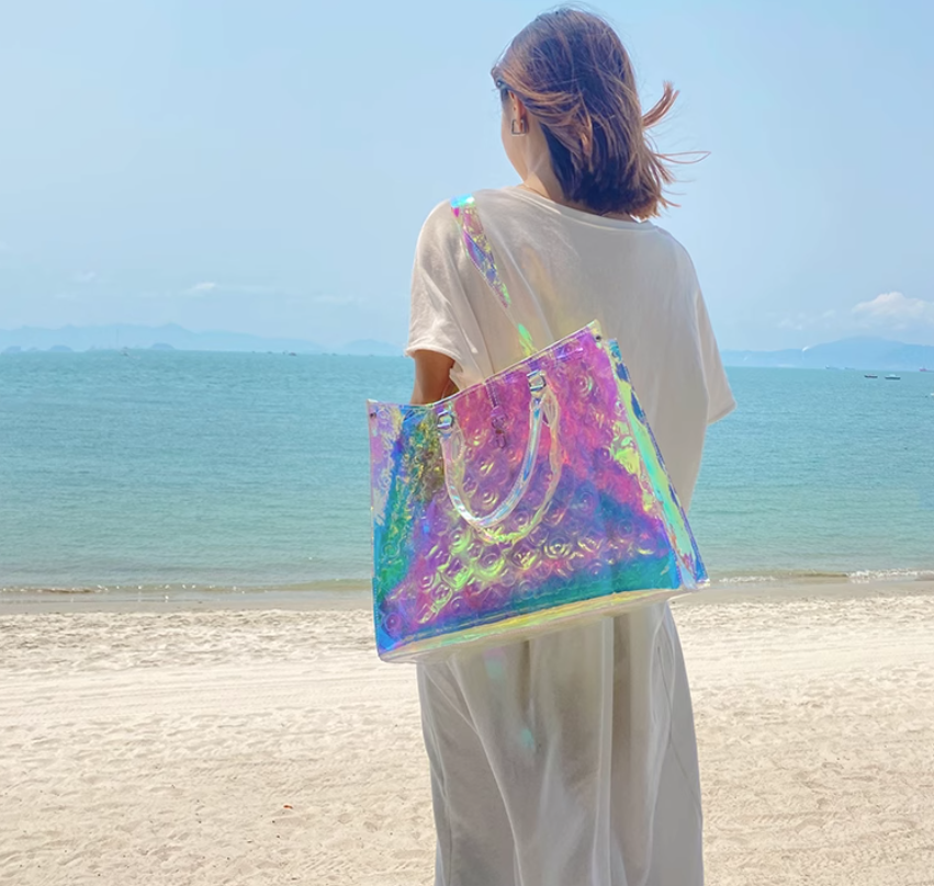 Clear laser tote bag