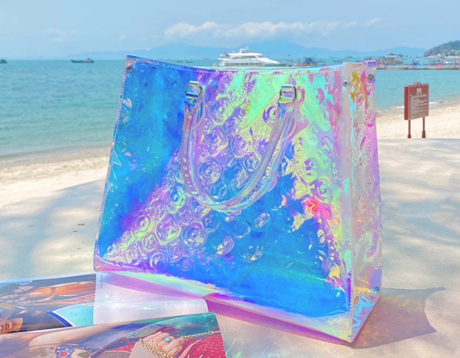 Clear laser tote bag