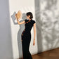 Black tight-fitting retro cheongsam