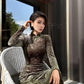 Carved velvet cheongsam dress