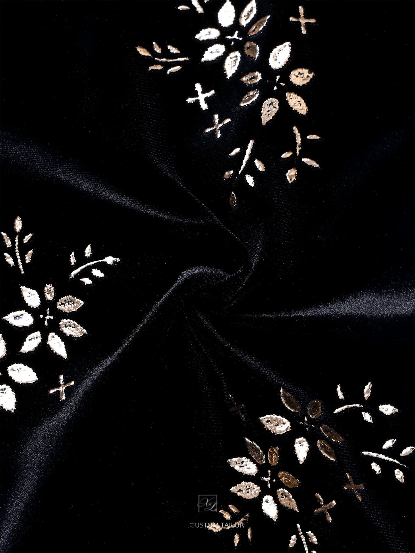 Elegant, retro, and sexy cheongsam in gold velvet