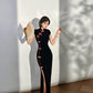 Black tight-fitting retro cheongsam