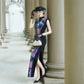 Colorful sleeveless modern qipao gown