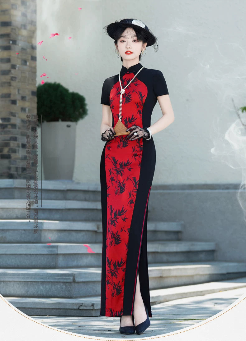 Modern red and black qipao gown for the prom