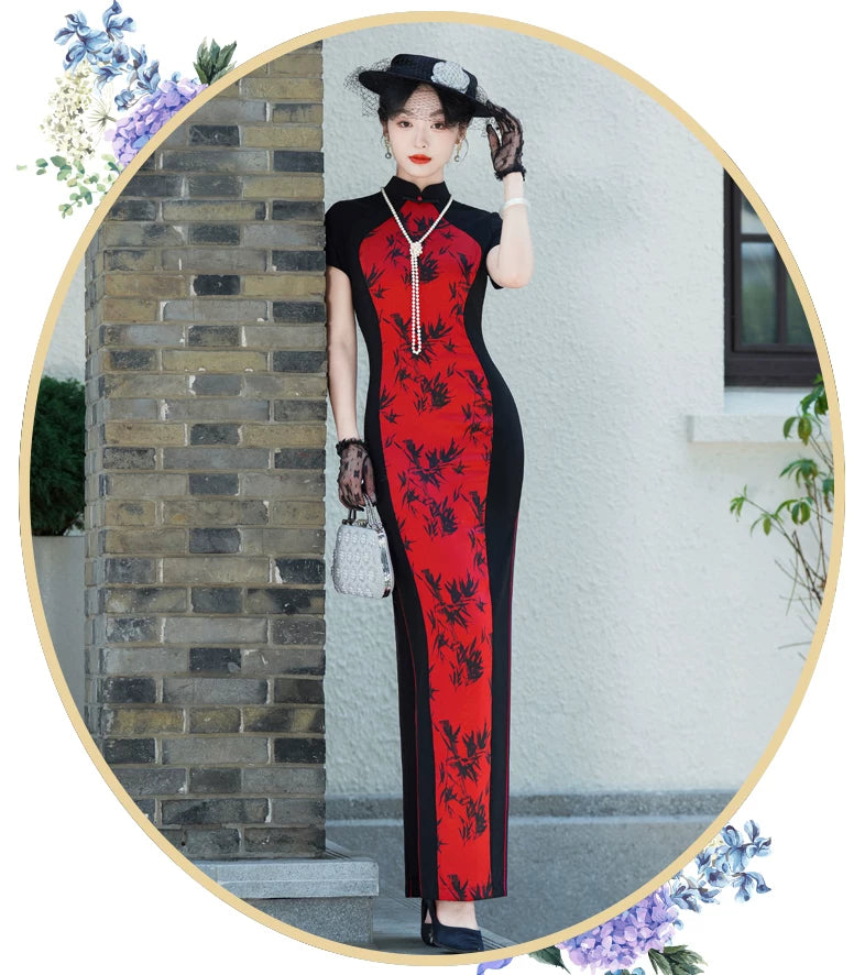 Modern red and black qipao gown for the prom