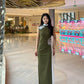 Green sleeveless modern qipao