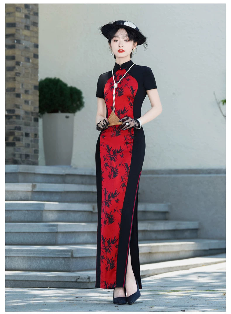 Modern red and black qipao gown for the prom