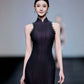 Brown sleeveless modern qipao