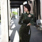 Carved velvet cheongsam dress