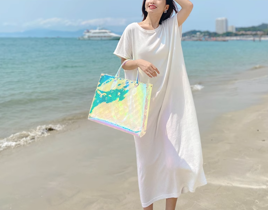 Clear laser tote bag