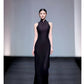 Brown sleeveless modern qipao