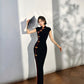 Black tight-fitting retro cheongsam