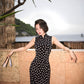 Black Polka-Dot Sleeveless Modern Qipao Gown