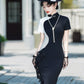 Black and white modern qipao gown for the prom