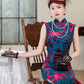 Modern velvet qipao gown with embroidery