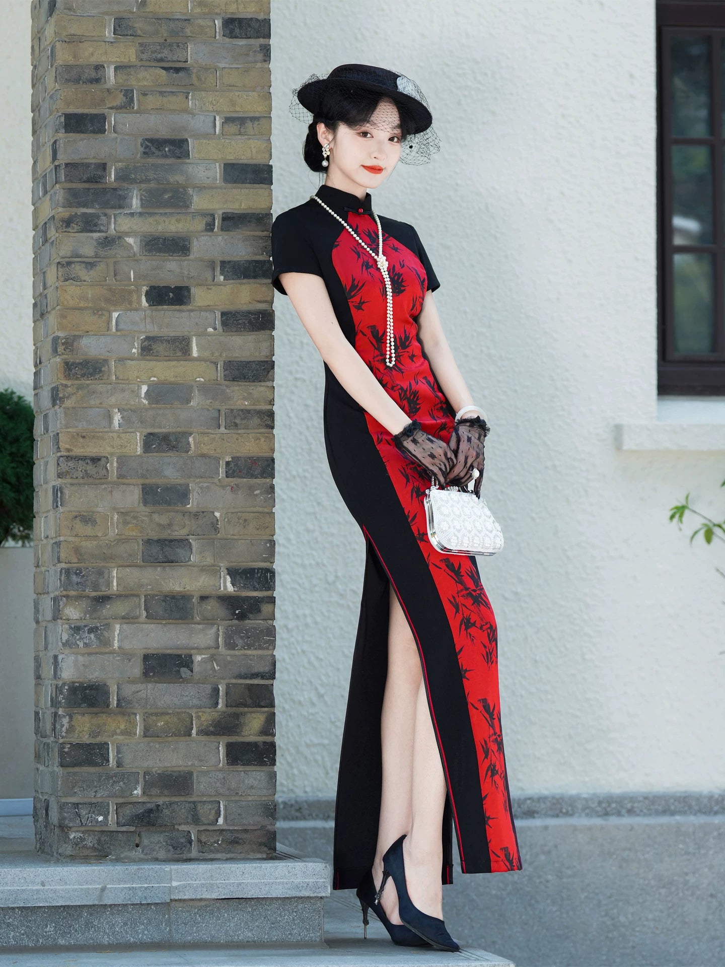 Modern red and black qipao gown for the prom