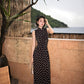 Black Polka-Dot Sleeveless Modern Qipao Gown