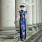 Colorful sleeveless modern qipao gown