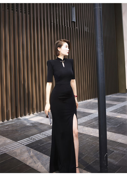 Waterdrop collar cheongsam with mid-length sleeves