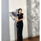 Black tight-fitting retro cheongsam