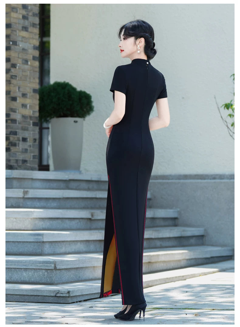 Modern red and black qipao gown for the prom