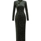 Carved velvet cheongsam dress