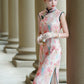 Pink sleeveless modern qipao gown